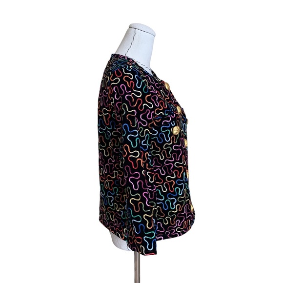 Vintage 80s Gene Ewing BIS Embroidered Rainbow Squiggle Jacket Gold Buttons - Picture 7 of 11